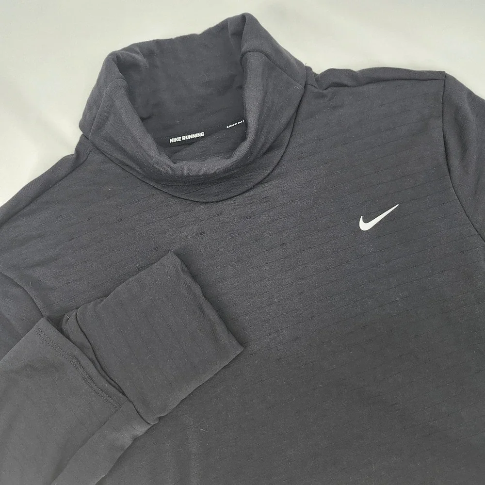 Nike Womens Running Therma-FIT Swift Element Turtleneck Size L Black Thermal